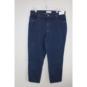 Abercrombie The 90's Straight Ultra High Rise Jeans Dark With Cuff Sz 32 14s New